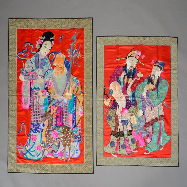 Two Large Embroidered Figural Panels (1 of 5)