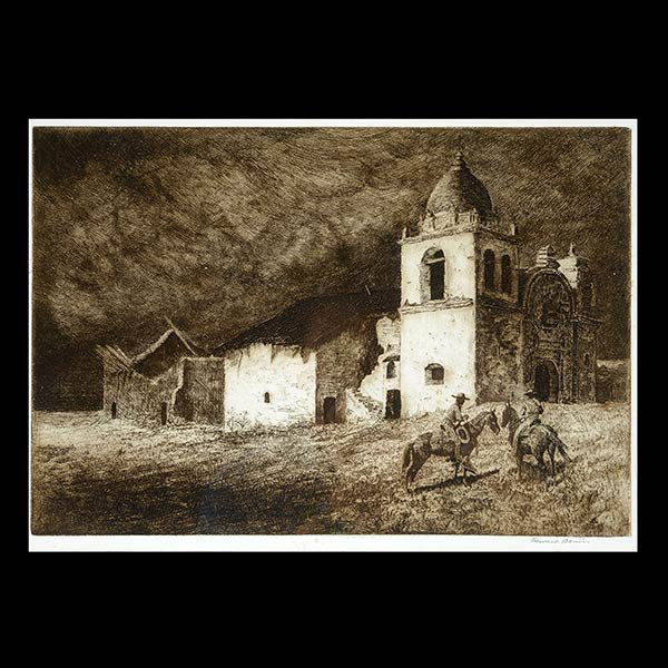 EDWARD BOREIN "Mission Carmelo, Monterey" Etching. (1 of 5)