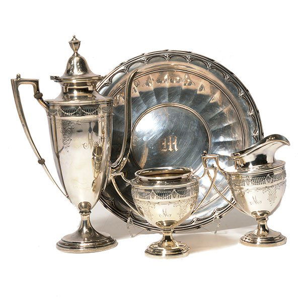 Whiting Sterling Three Piece Coffee Service and Bowl (1 of 10)