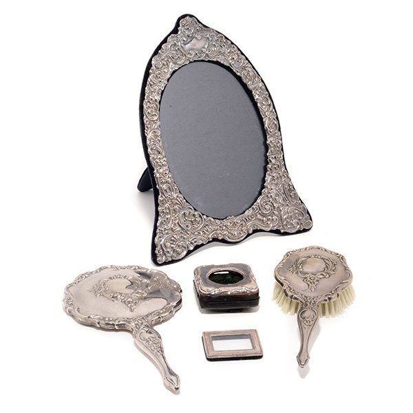 Three English Silver Frames and a Two Piece Dresser Set (1 of 5)