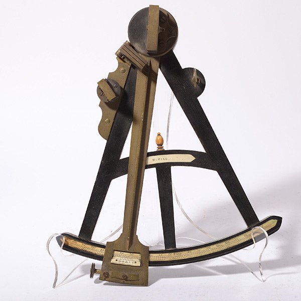 English Ebony Wooden & Brass Sextant, H. Hill (1 of 8)