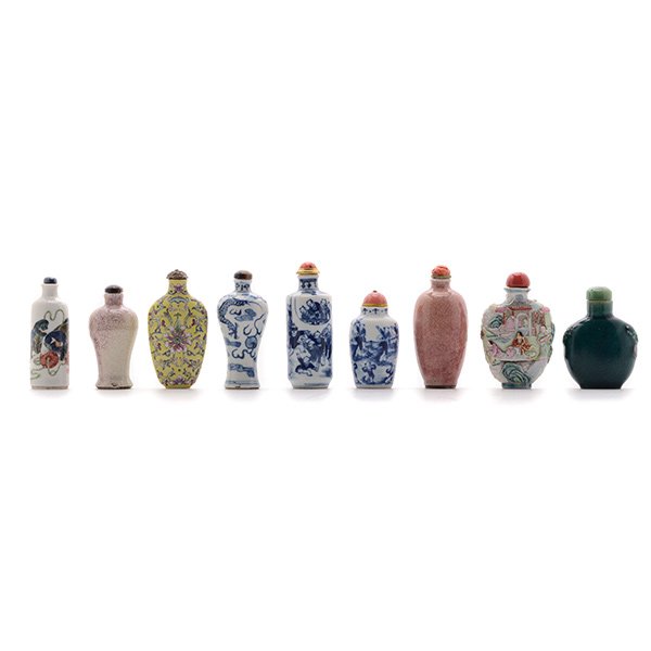 Nine Ceramic Snuff Bottles, 19th Century (1 of 5)