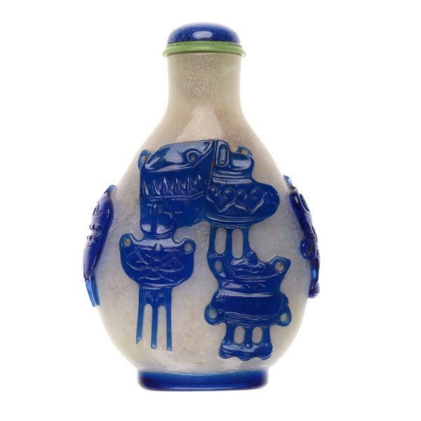 A Blue Overlay Glass Snuff Bottle, 19th Century (1 of 5)