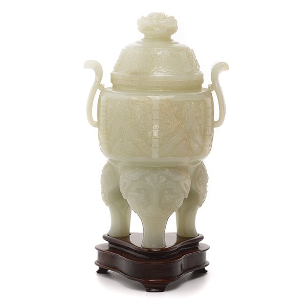 A Jade Tripod Censer and Cover, 19th Century (1 of 5)