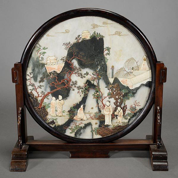 A Painted and Embellished Marble Table-Screen, 19th (1 of 6)