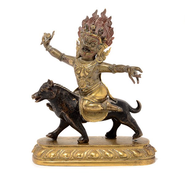 A Tibetan Gilt-Bronze Figure of Garwa Nagpo, 18th (1 of 5)