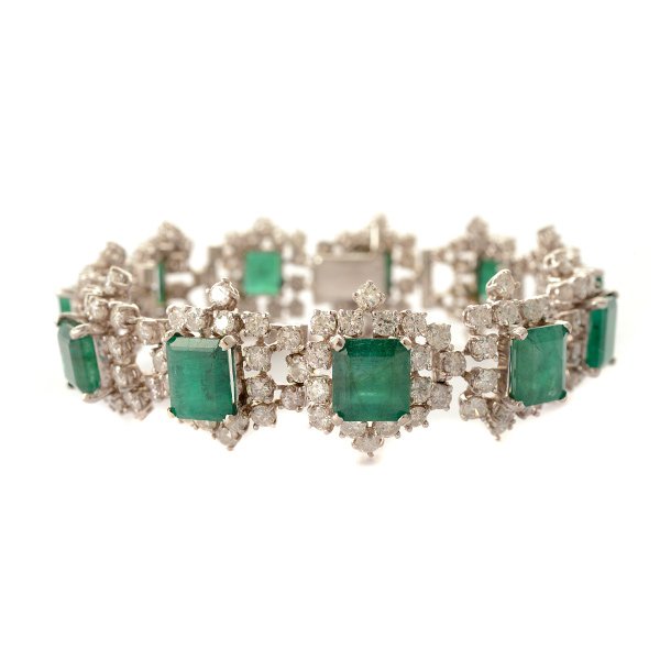 Emerald, Diamond, 14k White Gold Bracelet. (1 of 5)
