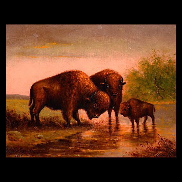 A.D.M. COOPER "An American Family (Buffalo)" Oil on (1 of 3)