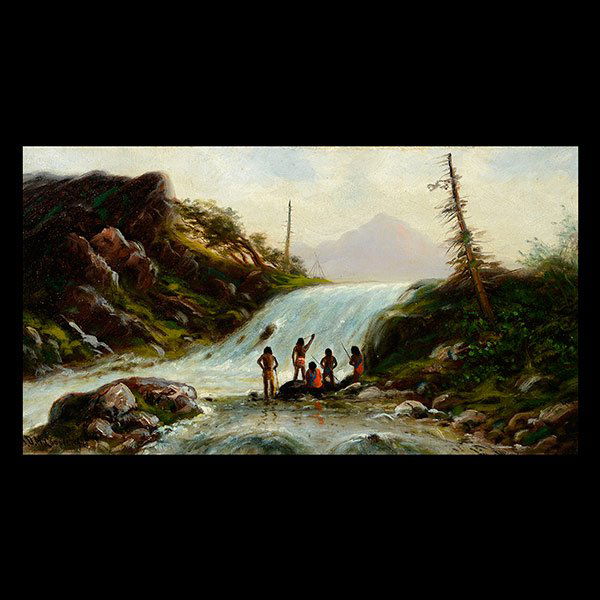 A.D.M. COOPER "Indian Encampment" Oil on Canvas. (1 of 3)