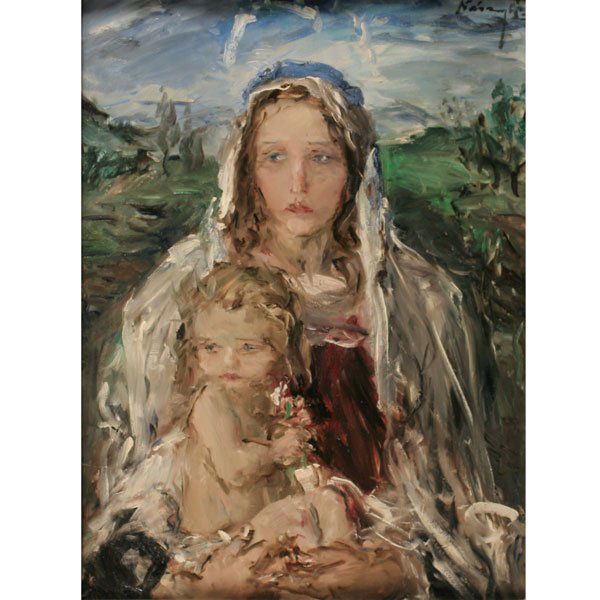 AUREL NARAY "Virgin and Child" oil on canvas (1 of 1)