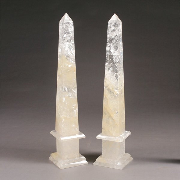 Large Pair of Baroque Style Rock Crystal Obelisks (1 of 1)