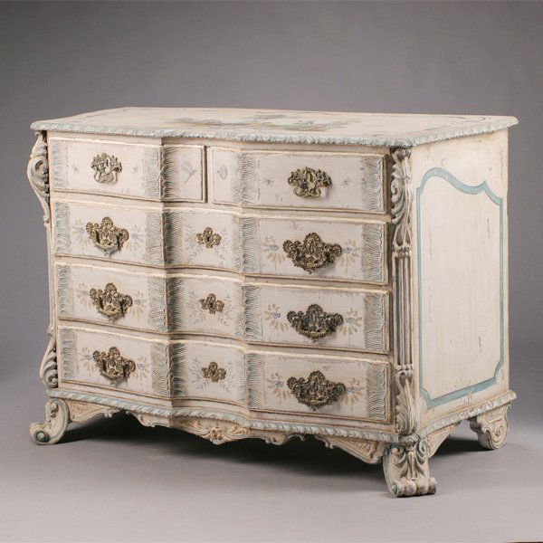 Italian Rococo Style Brass Mounted Paint Decorated (1 of 1)