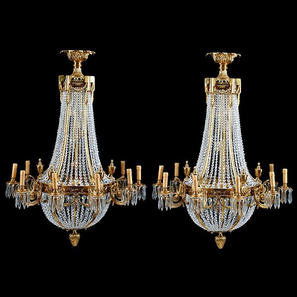 Pair of Louis XVI Style Gilt Bronze and Glass Ten Light (1 of 1)
