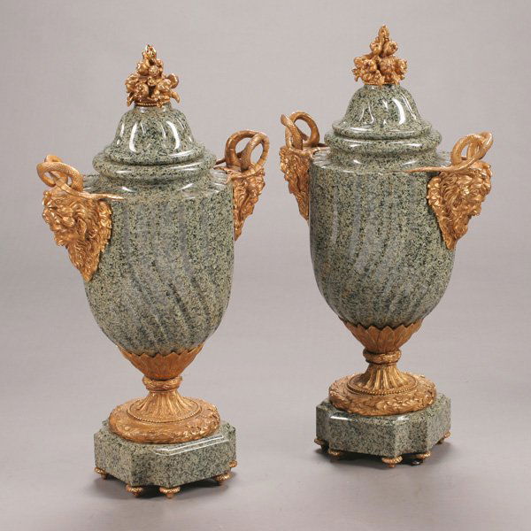 Pair of Louis XVI Style Gilt Bronze Mounted Green (1 of 1)