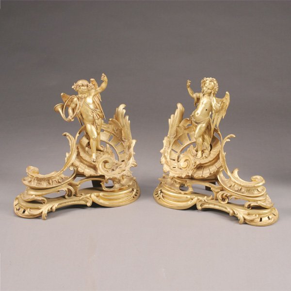 Pair of Louis XV Style Gilt Bronze Chenets (1 of 1)