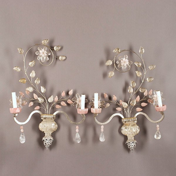 Pair of Bagues Style Silvered Iron and Tole Two Light (1 of 1)