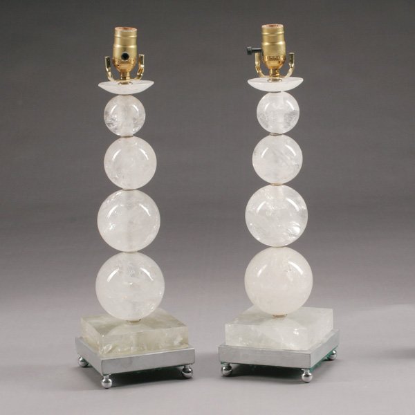 Pair of Art Moderne Style Nickel Mounted Rock Crystal (1 of 1)
