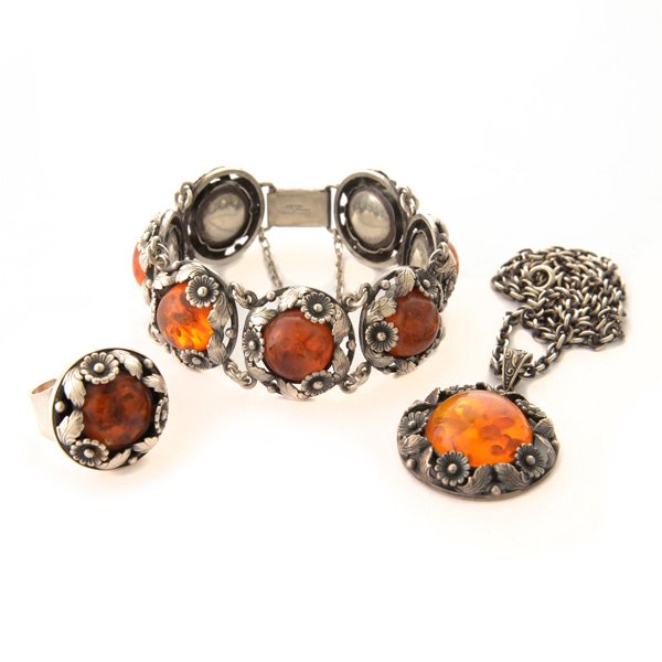 Niels Erik From Amber, Sterling Silver Jewelry Suite. (1 of 5)