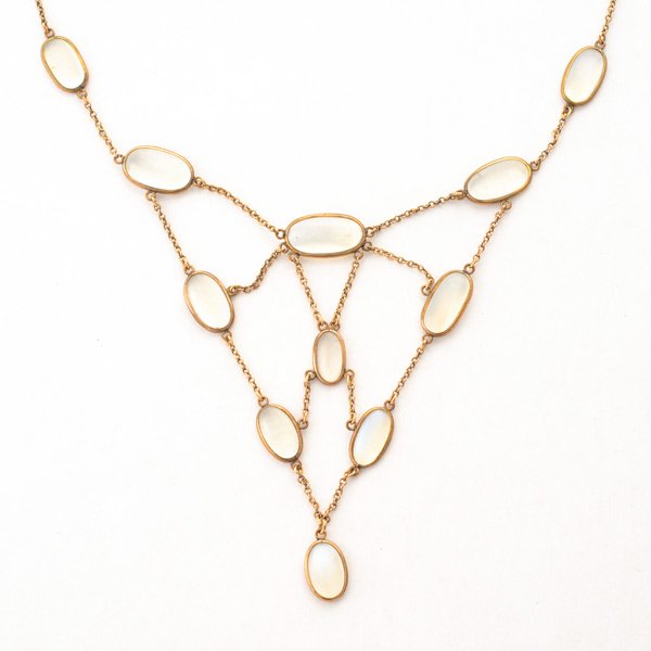 Victorian Moonstone, 10k Yellow Gold Necklace. (1 of 4)