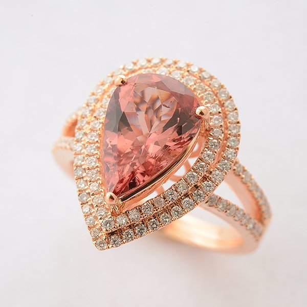 Color Change Garnet, Diamond, 14k Rose Gold Ring. (1 of 4)