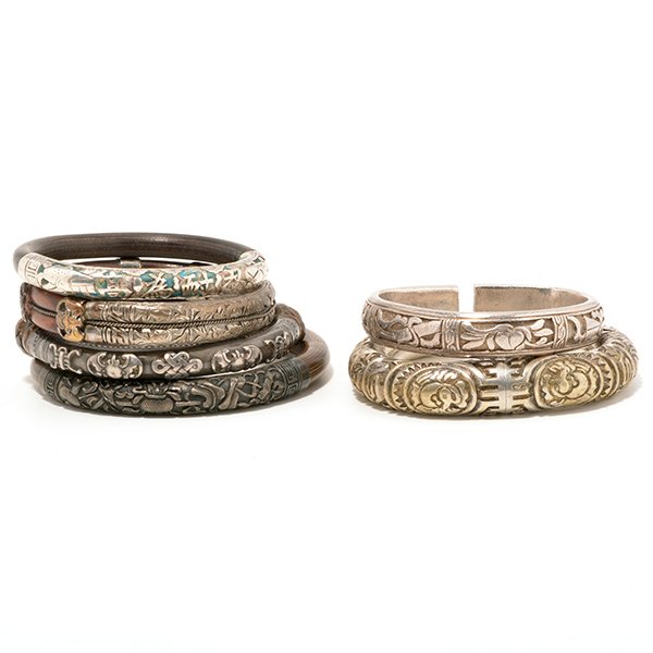 Six Silver and Bamboo Bangles, Republic Period (1 of 10)