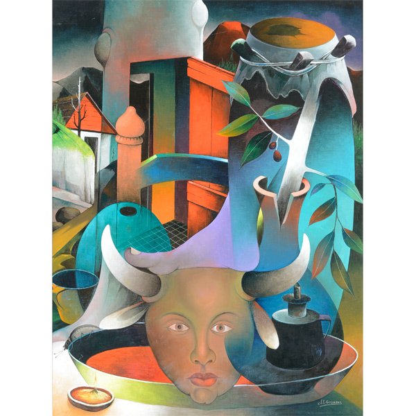 JACQUES E. GOURGUE "Voodoo Surrealism" Oil, Haitian Art (1 of 5)