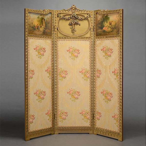 Louis XV Style Three Panel Upholstered Screen (1 of 5)
