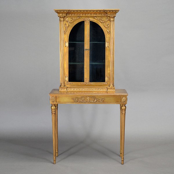 Neoclassical Style Gilt Painted Vitrine on Console Base (1 of 4)