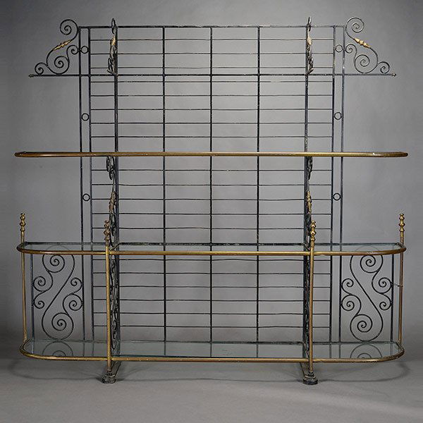 French Iron and Bronze Baker's Rack with Glass Shelves (1 of 4)