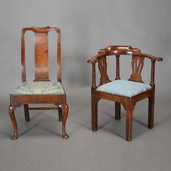 Georgian Chippendale Corner Chair and Side Chair (1 of 5)