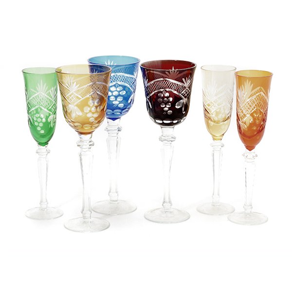 Suite of Bohemian Flashed Glass Crystal Stemware (1 of 5)