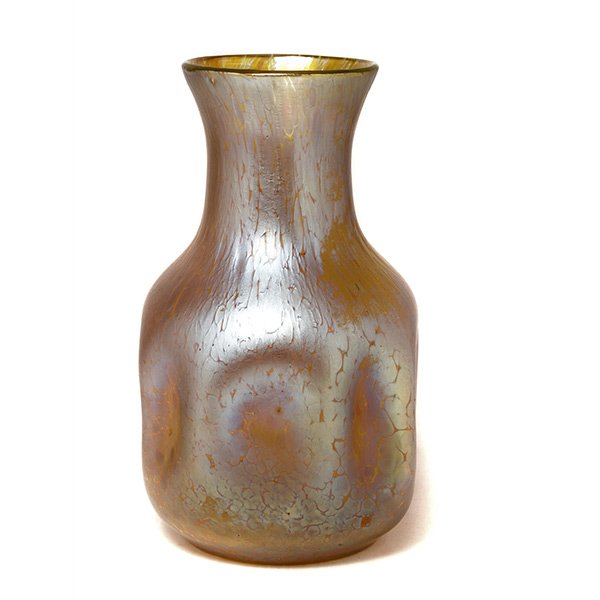 Loetz Pale Yellow Iridescent Glass Vase (1 of 5)