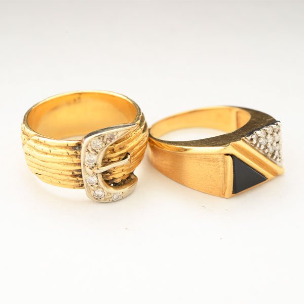 Collection of Two Diamond, Black Onyx, 14k Yellow Gold (1 of 4)