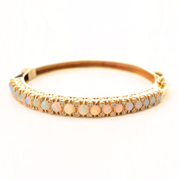 Opal, Diamond, 14k Yellow Gold Bracelet. (1 of 4)