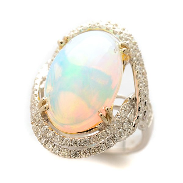 Opal, Diamond, 18k White Gold Ring. (1 of 4)