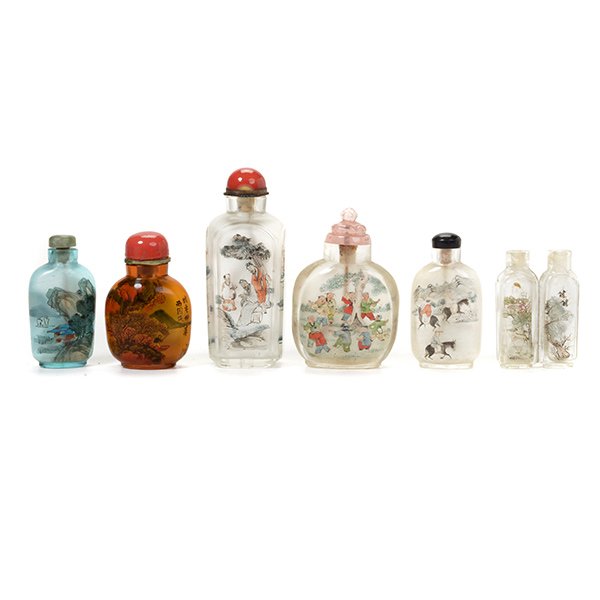 Six Inside-Painted Glass Snuff Bottles, Early 20th (1 of 4)