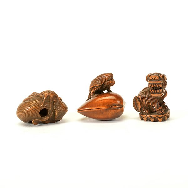 Three Wood Netsuke (1 of 6)