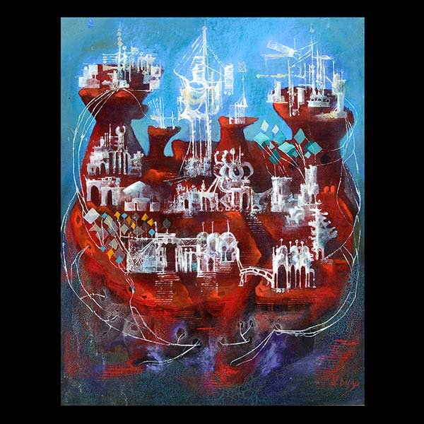 JULIO DE DIEGO "Portentous City" Oil on Board. (1 of 4)