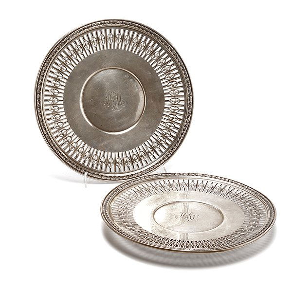 Pair of Durgin/Gorham Sterling Silver Footed Chargers (1 of 5)