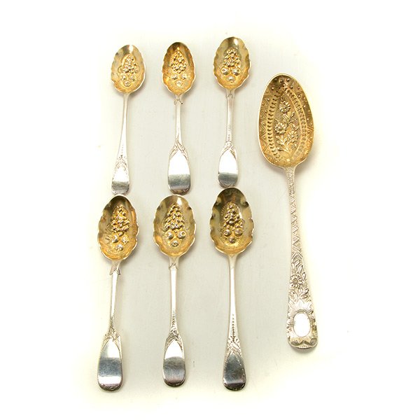 Seven English Sterling Silver Gilt Repousse Fruit (1 of 8)