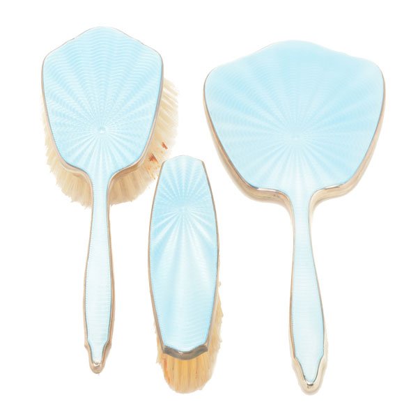 English Elkington Guilloche Enamel Sterling 3 Piece (1 of 8)