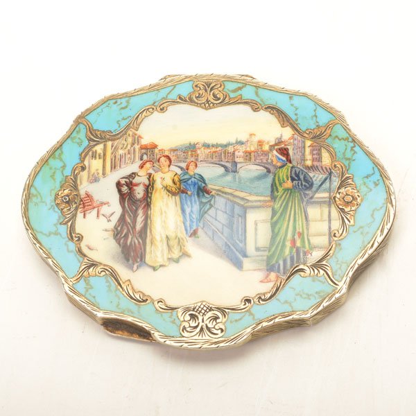 Italian 800 Silver Enameled Compact (1 of 6)