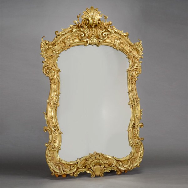 French Louis XV Style Cartouche Shaped Mirror (1 of 4)