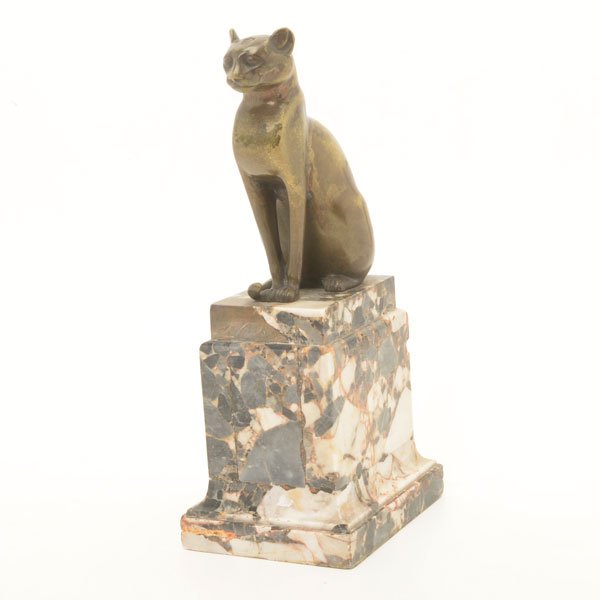 Art Deco Bronze Figure of a Cat on Marble Plinth (1 of 9)