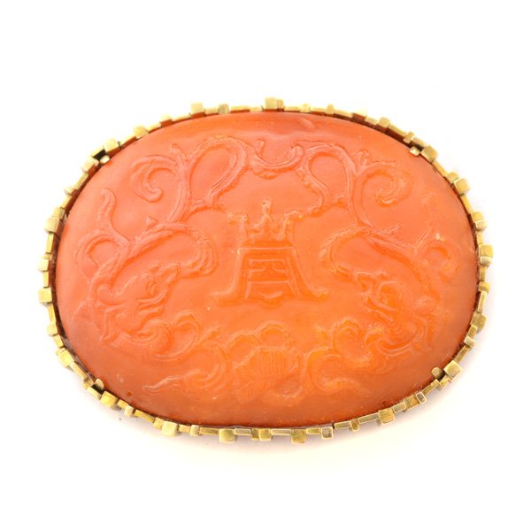 Asian Amber, 14k Yellow Gold Pendant Brooch. (1 of 4)