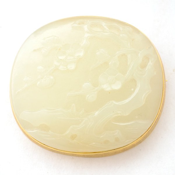 Jade, 14k Yellow Gold Brooch. (1 of 4)