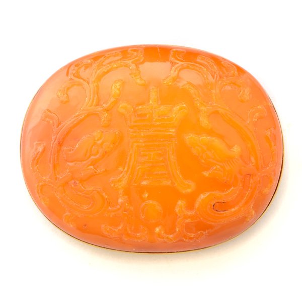 Asian Amber, 14k Yellow Gold Pendant Brooch. (1 of 4)