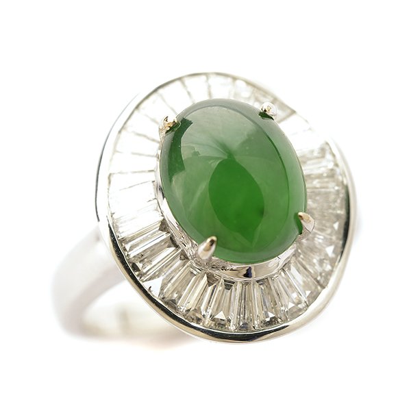 Jade, Diamond, 18k White Gold Ring. (1 of 6)