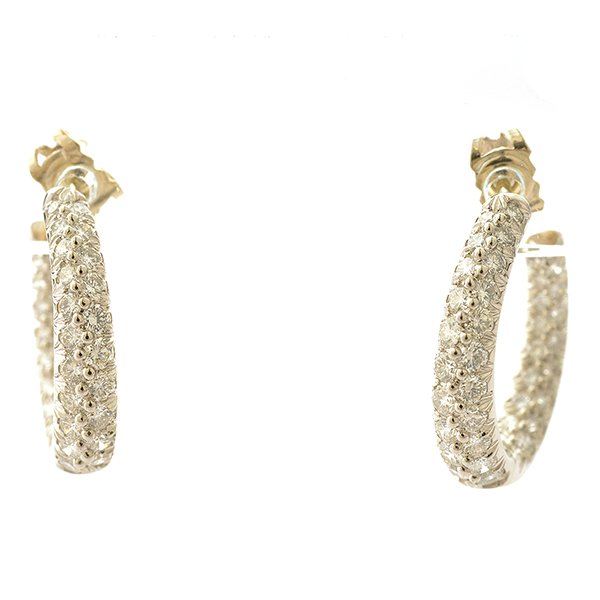 Pair of Diamond, Platinum, 18k White Gold Earrings. (1 of 4)
