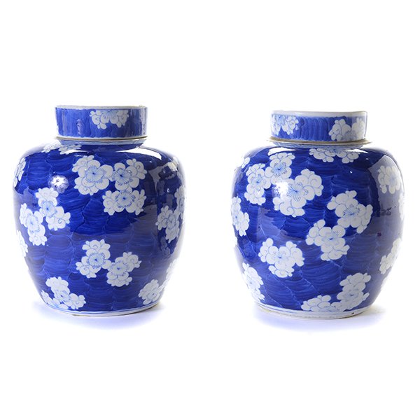 A Pair of Underglaze Blue Covered Jars, 19th Century (1 of 4)
